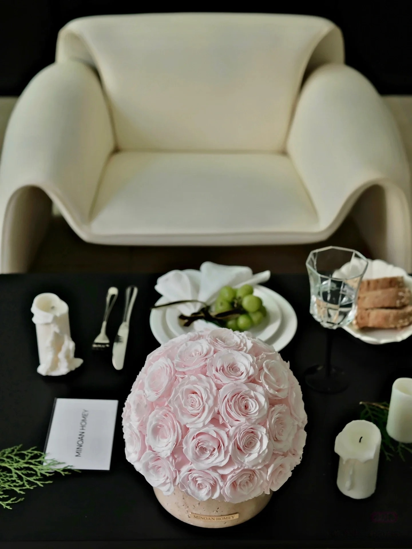 ROSAY Eternal Rose Globe - Handcrafted Preserved Rose Sphere in Travertine Pot | Luxury Home Decor & Gift for Special Occasions