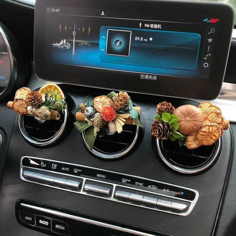 ROSAY Eternal Nature Breeze - Natural Dried Flower Car Air Vent Diffuser | Multi-Style Aromatic Decor for Car Interior