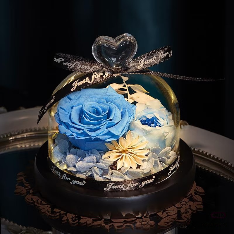ROSAY Eternal Heart Globe - Preserved Rose in Glass Dome with Heart Accent | Multi-Color Romantic Gift for Valentine's Day, Anniversaries