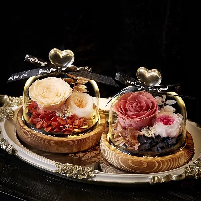 ROSAY Eternal Heart Globe - Preserved Rose in Glass Dome with Heart Accent | Multi-Color Romantic Gift for Valentine's Day, Anniversaries
