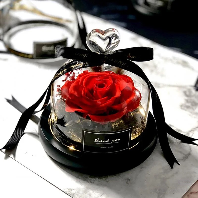 ROSAY Eternal Heart Globe - Preserved Rose in Glass Dome with Heart Accent | Multi-Color Romantic Gift for Valentine's Day, Anniversaries