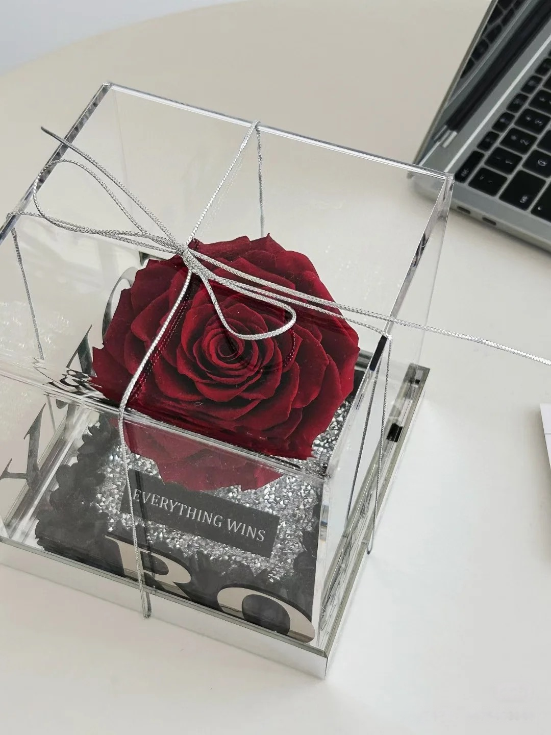 Winning Bloom Eternal - Single Preserved Rose in Acrylic Box | Multi-Color Options & Luxe "Everything Wins" Design