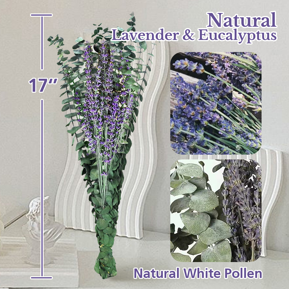 Large 10 PCS Preserved  Eucalyptus And Lavender Stems for Home Decor