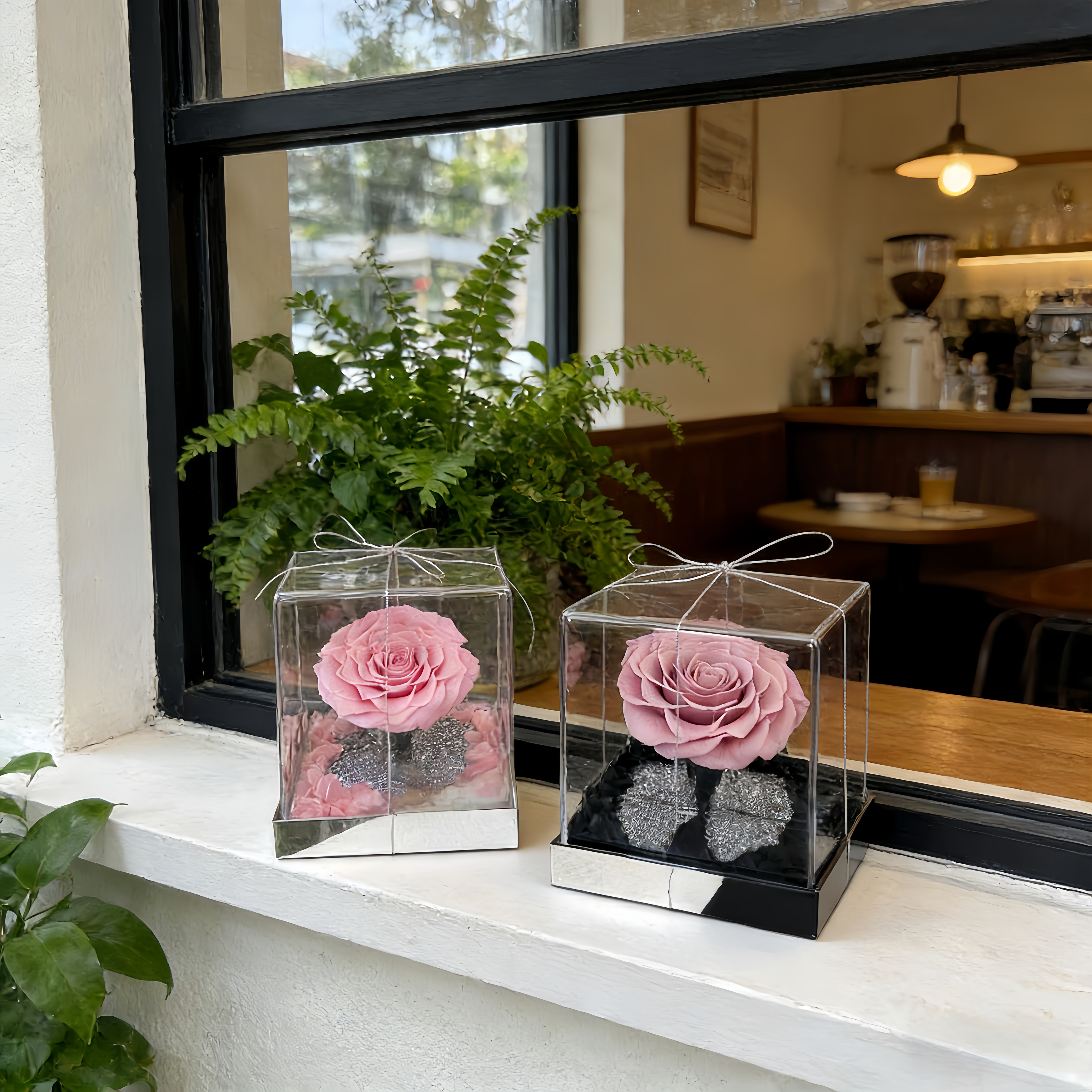 ROSAY Crystal Bloom Blush Rose Acrylic Box
